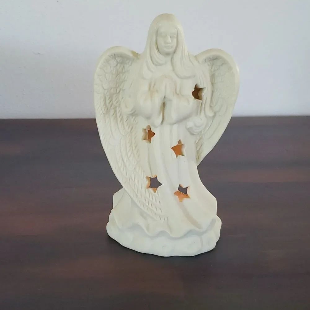 Vintage Ceramic Angel Tea Light Tealight Luminary Candle Holder